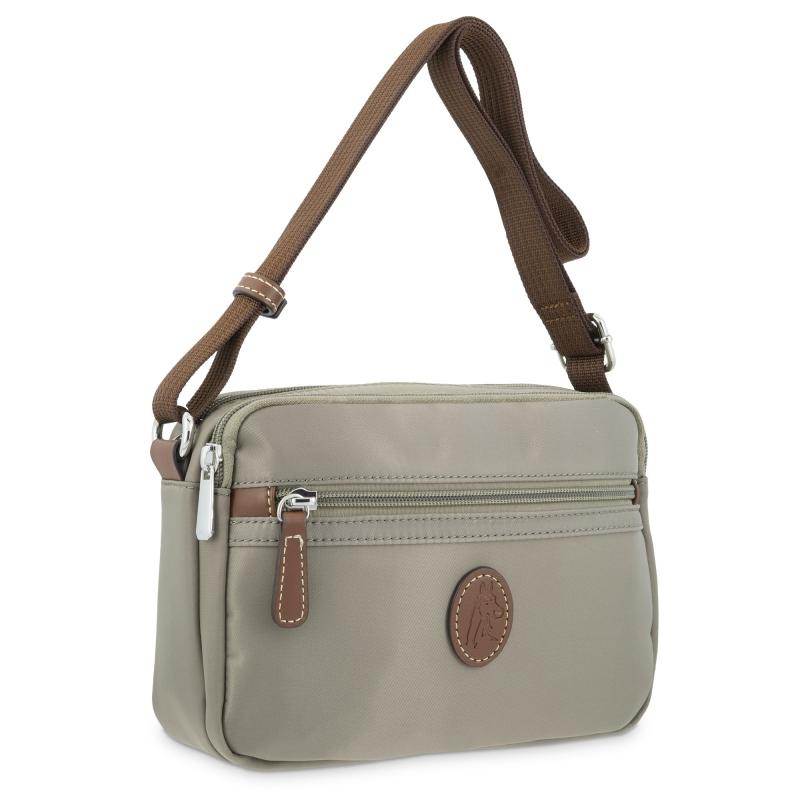 El potro Bolso bandolera mujer en lona y piel vacuno color taupe y cuero-Paris COMPRAR AHORA