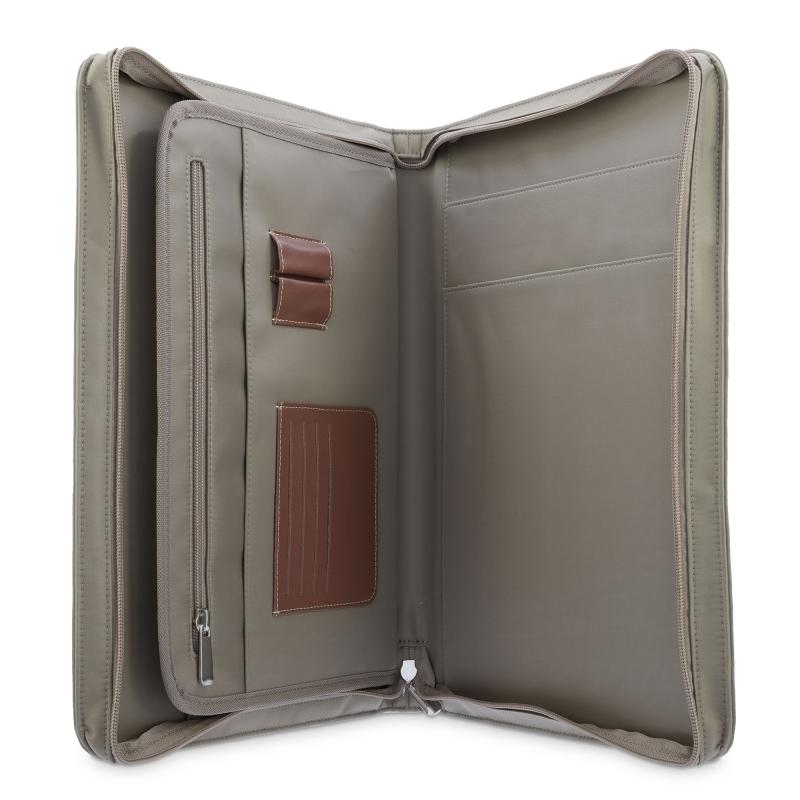 El potro Porta documentos unisex en lona taupe y piel vacuno color cuero-Paris ÚLTIMAS EDICIONES