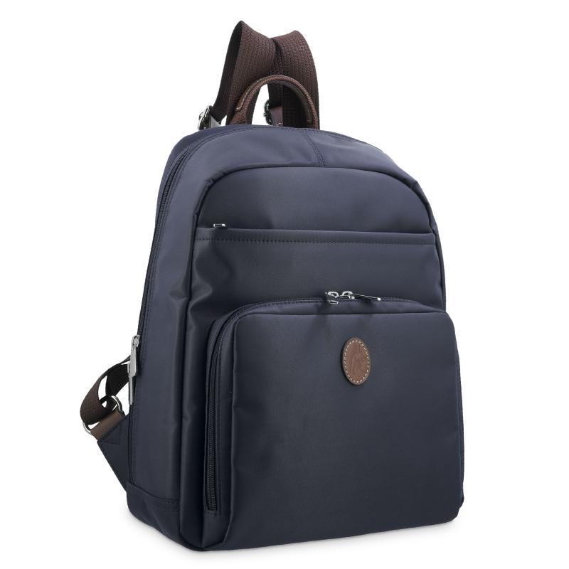 El potro Mochila unisex en lona azul y piel vacuno cuero-Paris Promoción por tiempo limitado