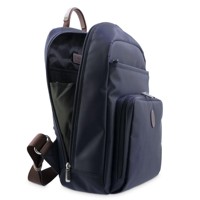 El potro Mochila unisex en lona azul y piel vacuno cuero-Paris Promoción por tiempo limitado