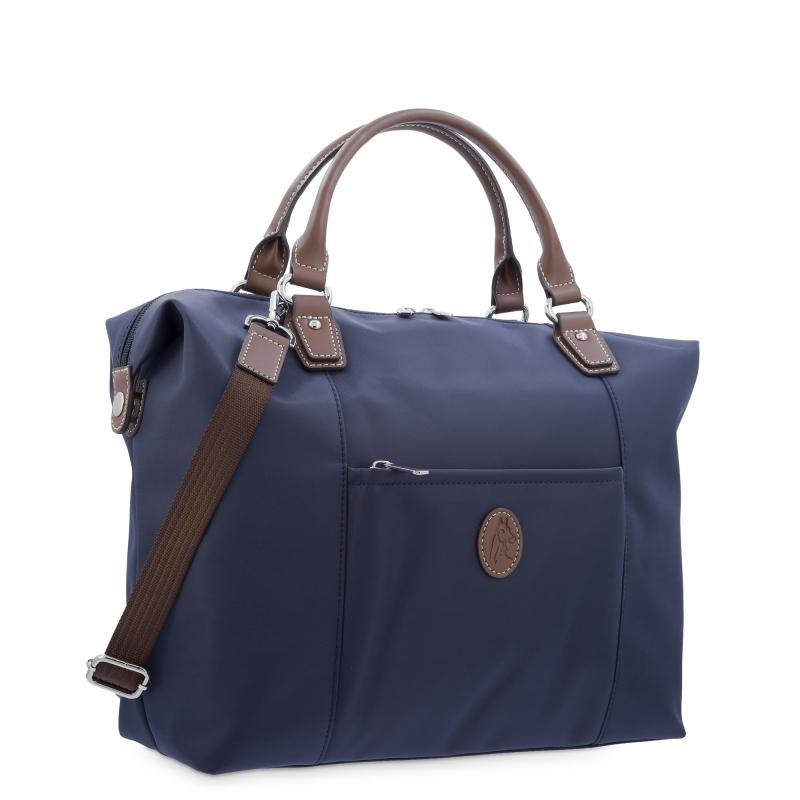 El potro Bolso Tote mujer en lona y piel vacuno color azul-cuero-Paris Promoción trimestral