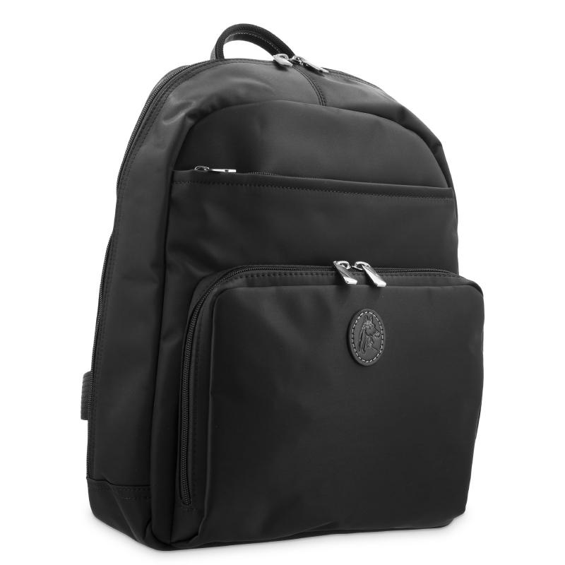 El potro Mochila unisex en lona y piel vacuno negro-Paris Tienda de fábrica