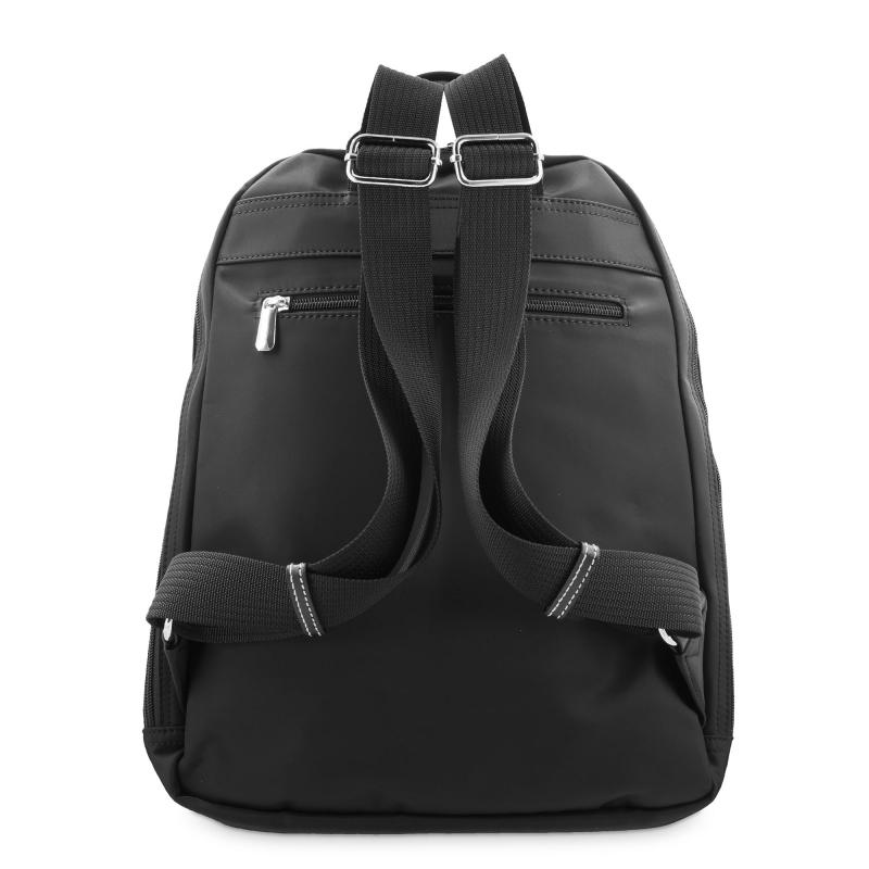 El potro Mochila unisex en lona y piel vacuno negro-Paris Tienda de fábrica