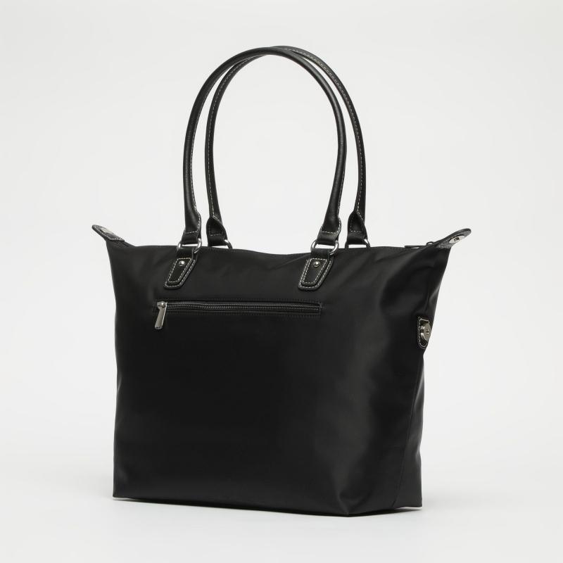El potro Bolso Tote mujer en lona y piel vacuno color negro-Paris Ahorra y exporta