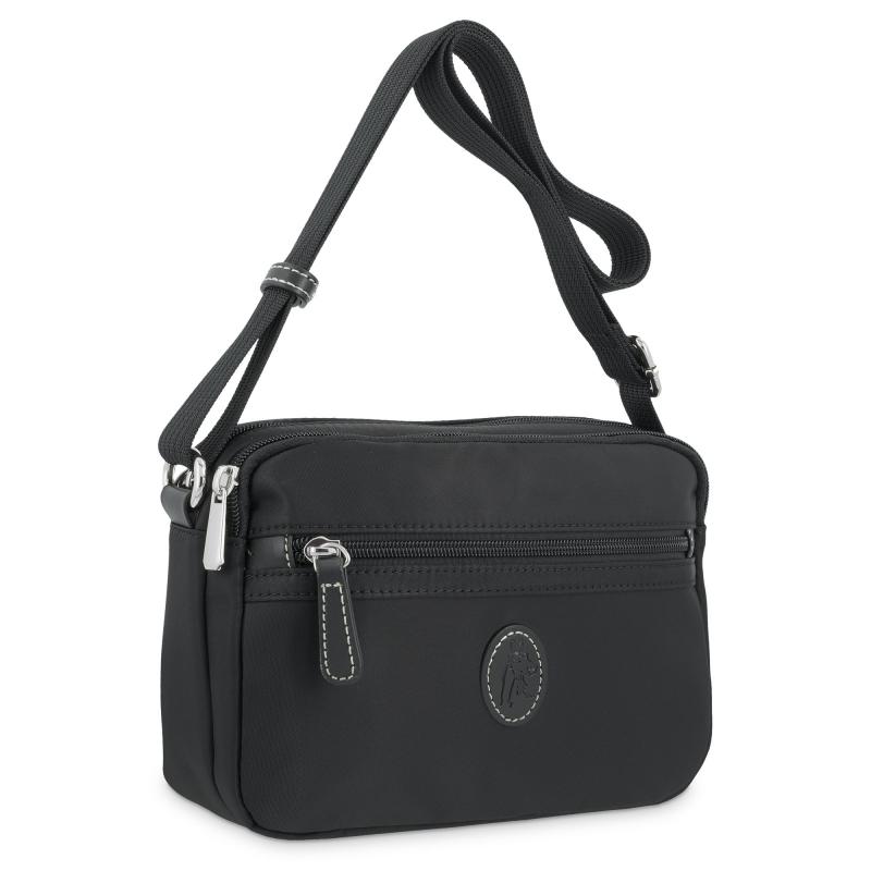 El potro Bolso bandolera mujer en lona y piel vacuno color negro-Paris Libre de impuestos