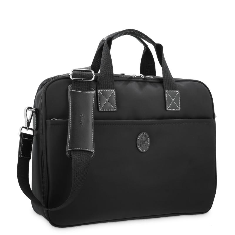 El potro Carpeta bolso unisex en lona negro y piel vacuno color negro-Paris Descuentos del mes