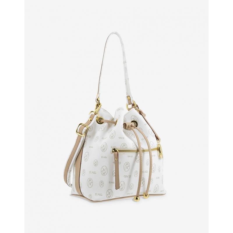 El potro Bolso saco mujer en lona blanco y piel vacuno cuero-Vintage Precio ultrabajo