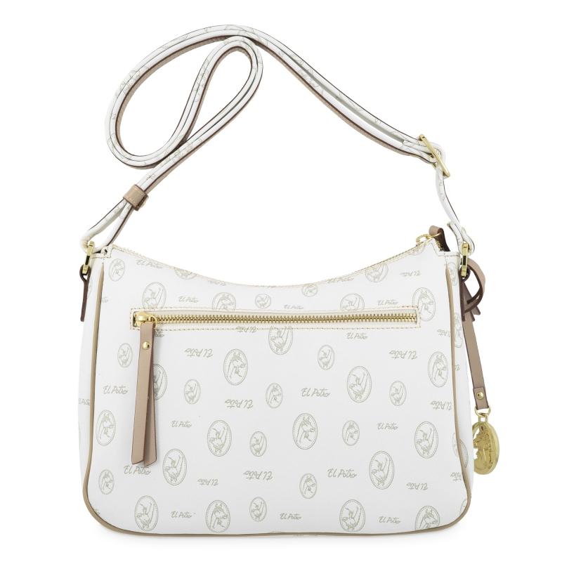 El potro Bolso Bandolera mujer en lona y piel vacuno color blanco- Vintage 2025