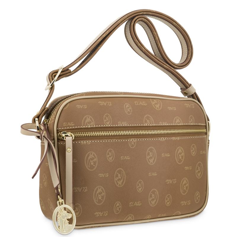 El potro Bolso bandolera mujer en lona y piel vacuno color cuero - Vintage En línea