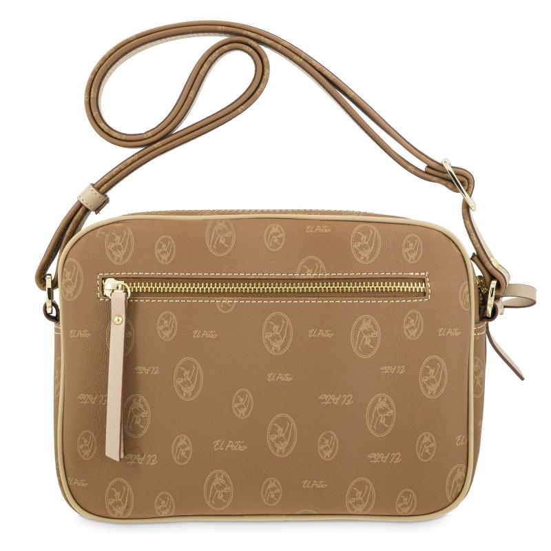El potro Bolso bandolera mujer en lona y piel vacuno color cuero - Vintage En línea