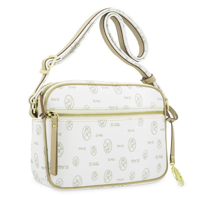 El potro Bolso bandolera mujer en lona y piel vacuno color blanco - Vintage Outlet