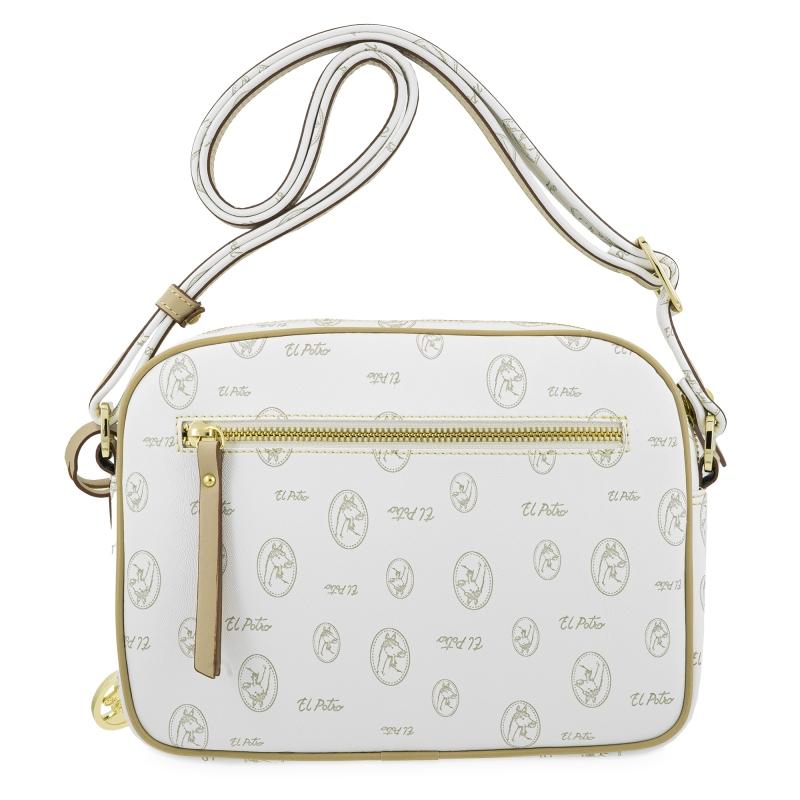 El potro Bolso bandolera mujer en lona y piel vacuno color blanco - Vintage Outlet