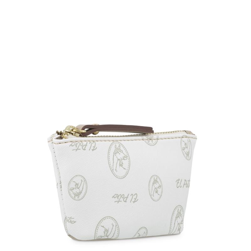 El potro Monedero mujer en lona y piel vacuno color blanco - Vintage Gran oferta