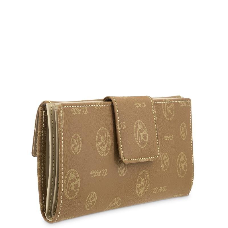 El potro Cartera grande mujer en lona y piel vacuno color cuero - Vintage Descuento