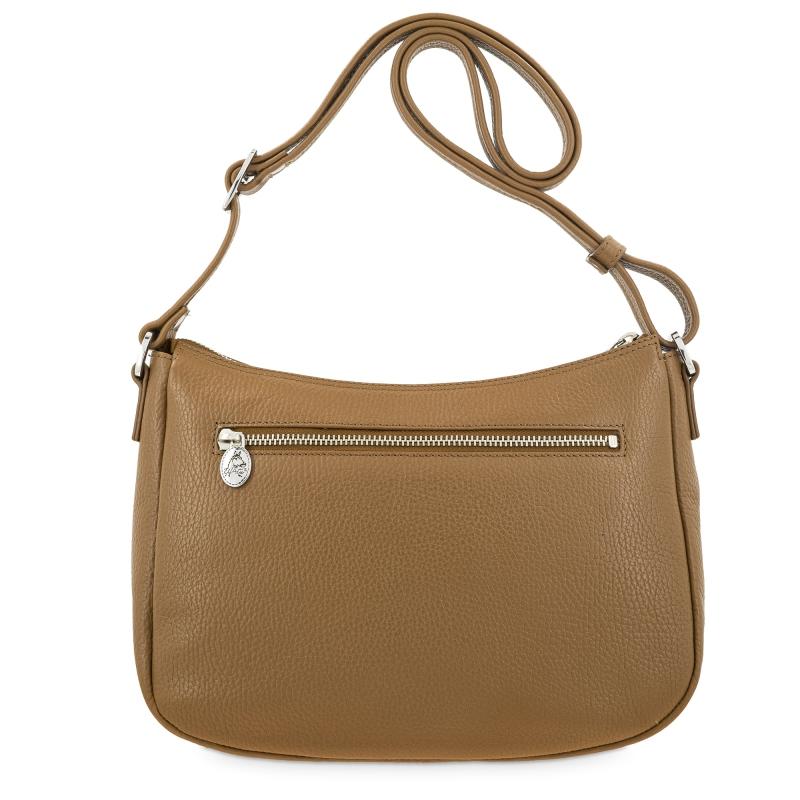 El potro Bolso góndola bandolera de 3 cremalleras mujer en piel vacuno color cuero- I R I S Envío gratis
