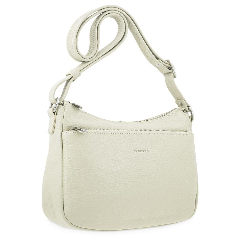 El potro Bolso góndola bandolera de 3 cremalleras mujer en piel vacuno color beige- I R I S Oferta especial
