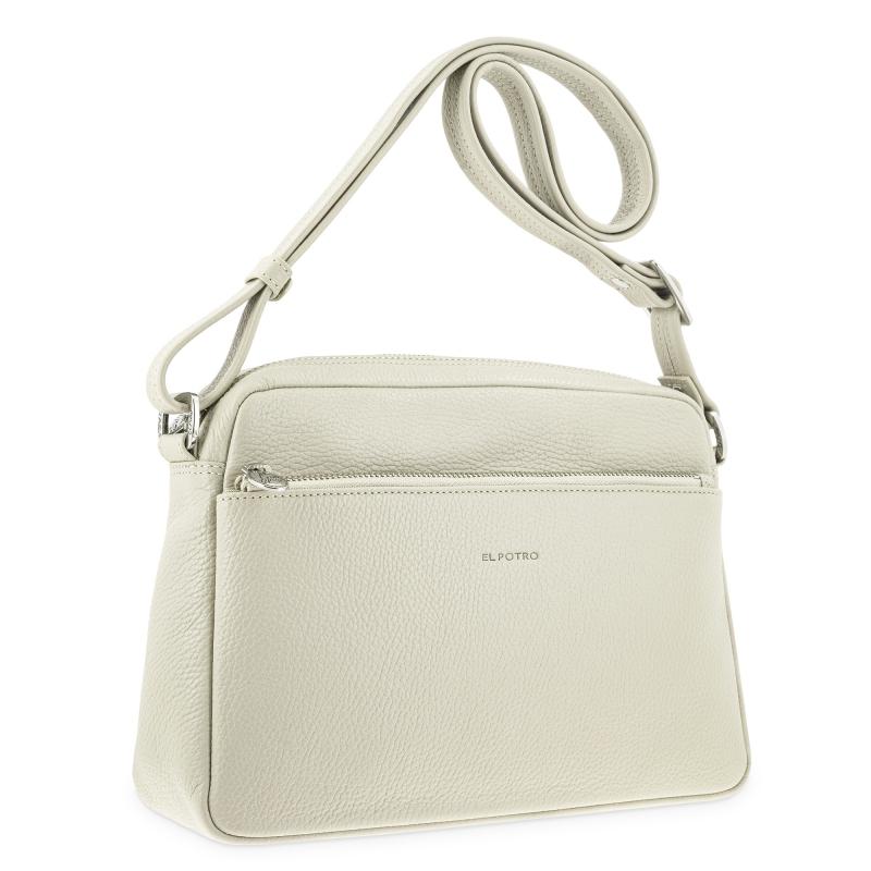El potro Bolso bandolera grande de 3 cremalleras mujer en piel vacuno color beige- I R I S Últimos 3 días