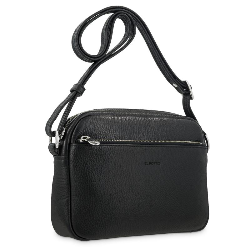 El potro Bolso bandolera mediano 3 cremalleras en piel vacuno color negro - I R I S COMPRAR AHORA
