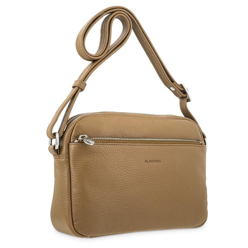 El potro Bolso bandolera mediano 3 cremalleras en piel vacuno color cuero - I R I S ÚLTIMAS EDICIONES