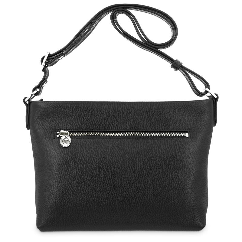 El potro Bolso suave bandolera de 3 cremalleras mujer en piel vacuno color negro - I R I S Último día