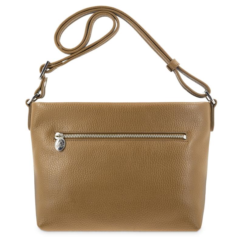 El potro Bolso suave bandolera de 3 cremalleras mujer en piel vacuno color cuero - I R I S Precio de fábrica