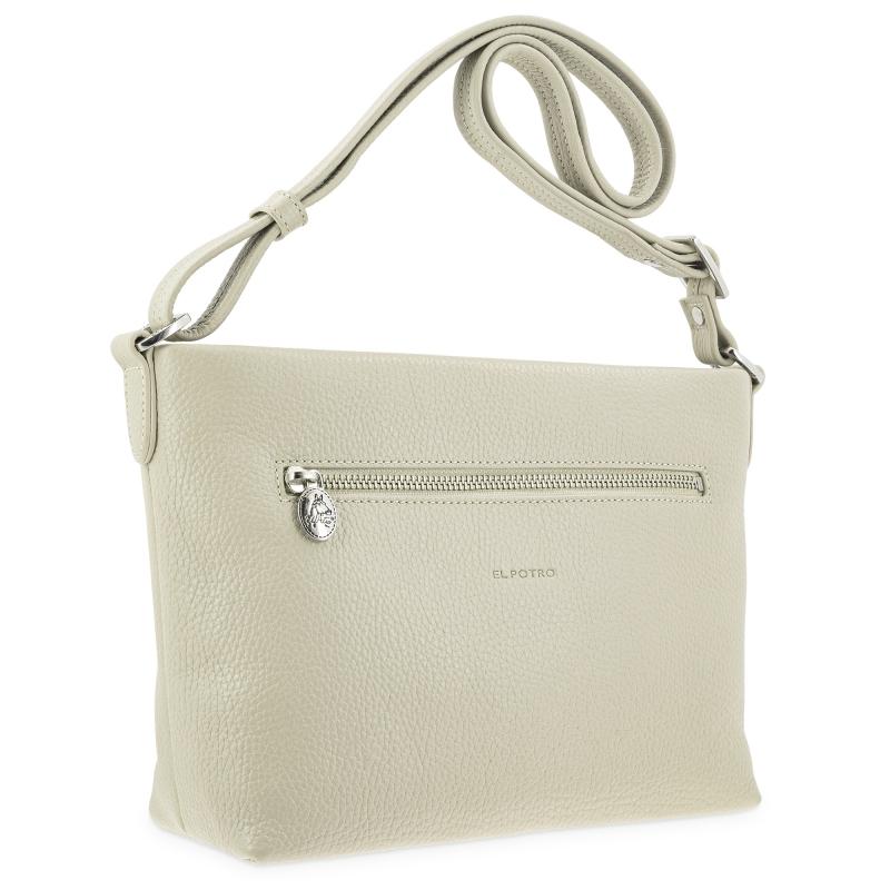 El potro Bolso suave bandolera de 3 cremalleras mujer en piel vacuno color beige - I R I S Promoción por tiempo limitado
