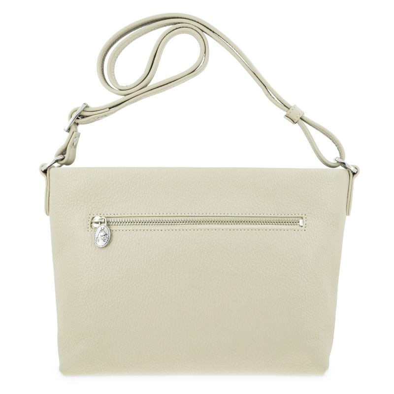 El potro Bolso suave bandolera de 3 cremalleras mujer en piel vacuno color beige - I R I S Promoción por tiempo limitado