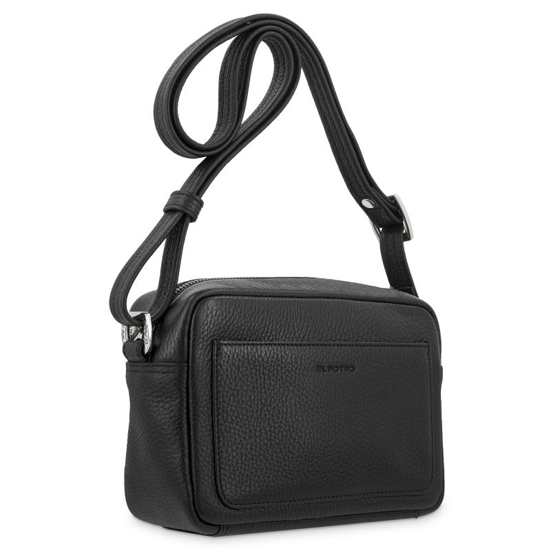 El potro Bolso bandolera pequeño con cremallera en piel vacuno color negro - I R I S Solo hoy
