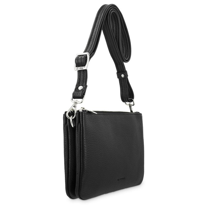 El potro Bolso bandolera pequeño 2 cremalleras piel vacuno color negro-I R I S Solo queda un día