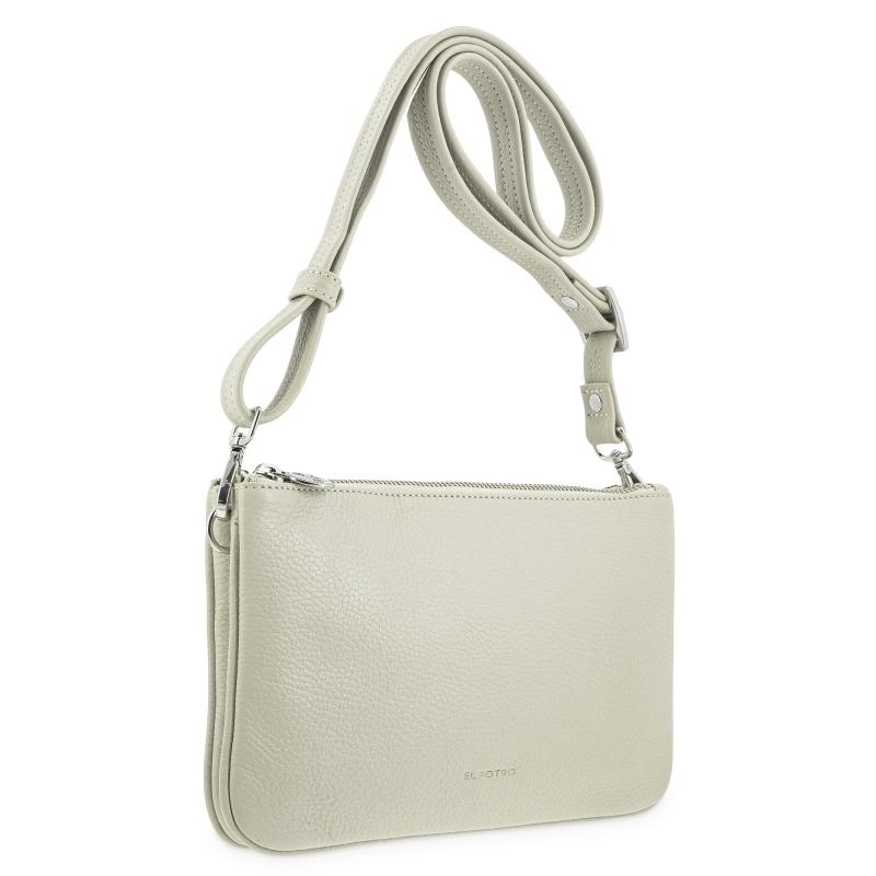 El potro Bolso bandolera pequeño 2 cremalleras piel vacuno color beige-I R I S Grandes descuentos