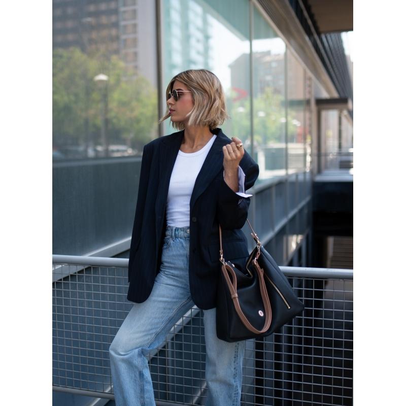 El potro Bolso Hobo grande de mujer en piel vacuno color negro- Oasis Descuento por venta flash