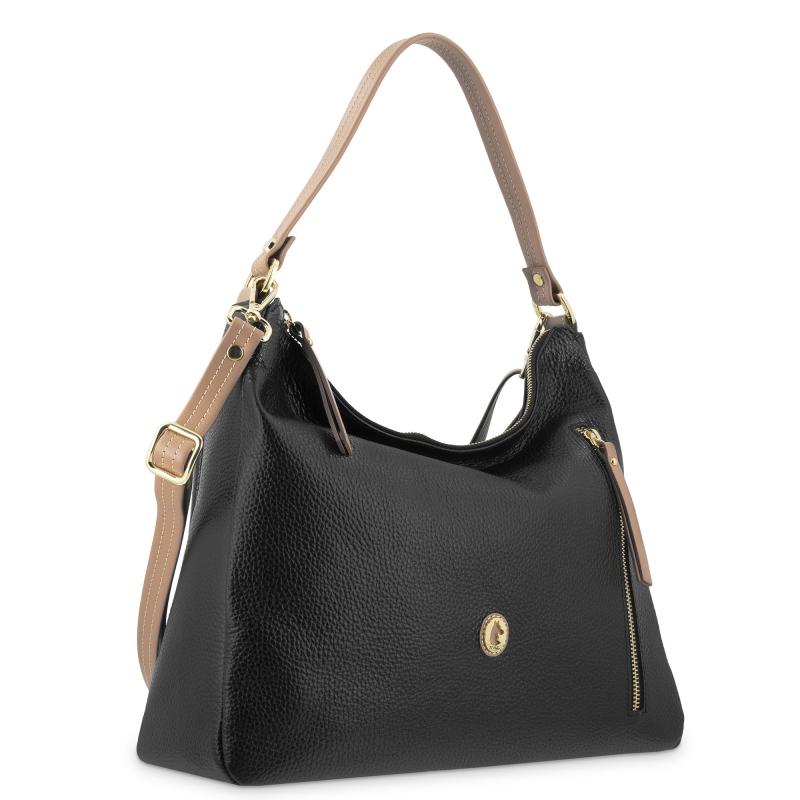 El potro Bolso Hobo grande de mujer en piel vacuno color negro- Oasis Descuento por venta flash