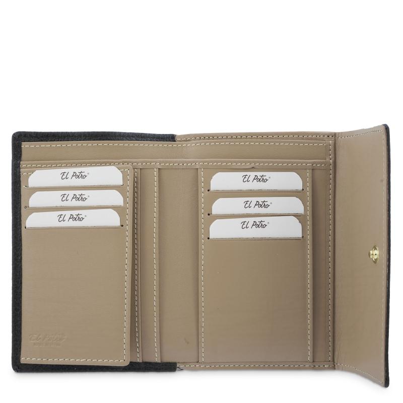 El potro Cartera mediana mujer en piel vacuno color negro-El Potro Outlet