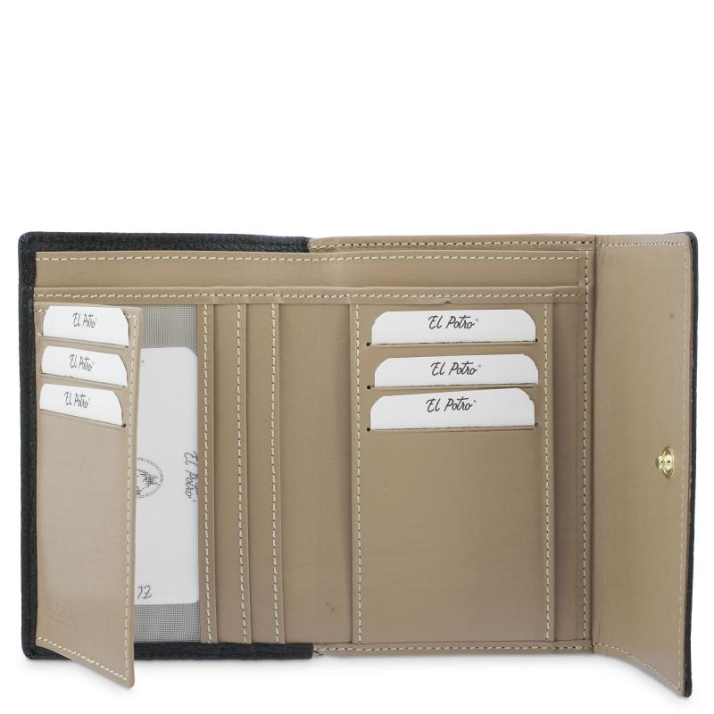 El potro Cartera mediana mujer en piel vacuno color negro-El Potro Outlet