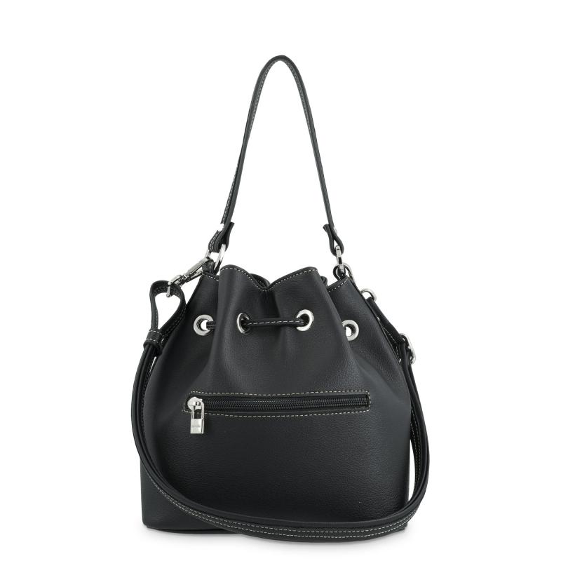 El potro Bolso Saco pequeño mujer en lona y piel vacuno color negro -Angula Precio de fábrica