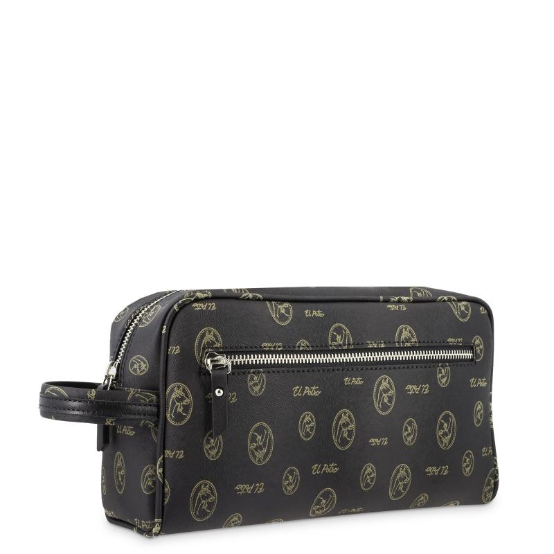 El potro Bolsa de aseo unisex lona y piel vacuno color negro - Vintage Promoción trimestral