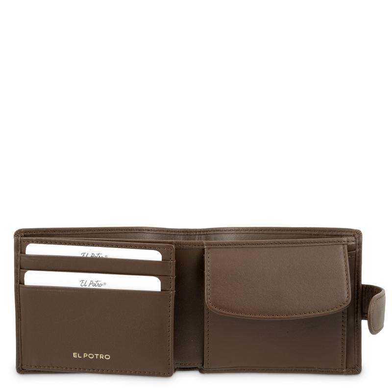 El potro Cartera billetera tarjetero con monedero Interior en piel vacuno color cuero-El Potro Ventas relámpago