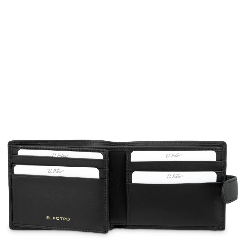El potro Cartera billetera tarjetero con monedero exterior en piel vacuno color negro-El Potro Descuento