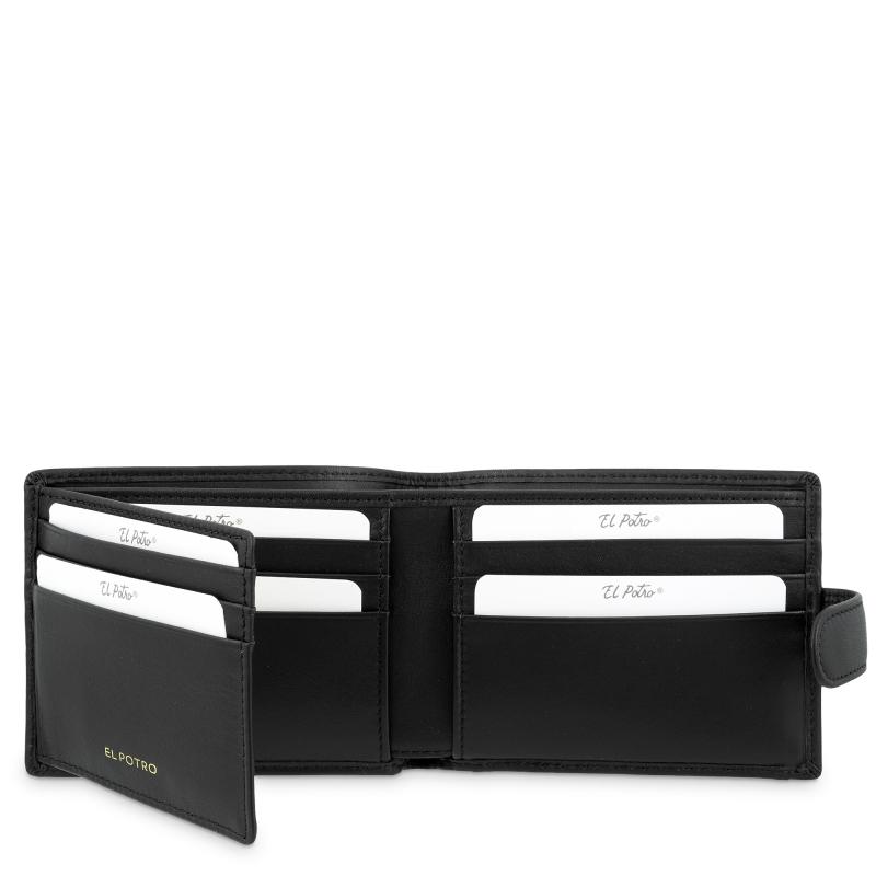 El potro Cartera billetera tarjetero con monedero exterior en piel vacuno color negro-El Potro Descuento