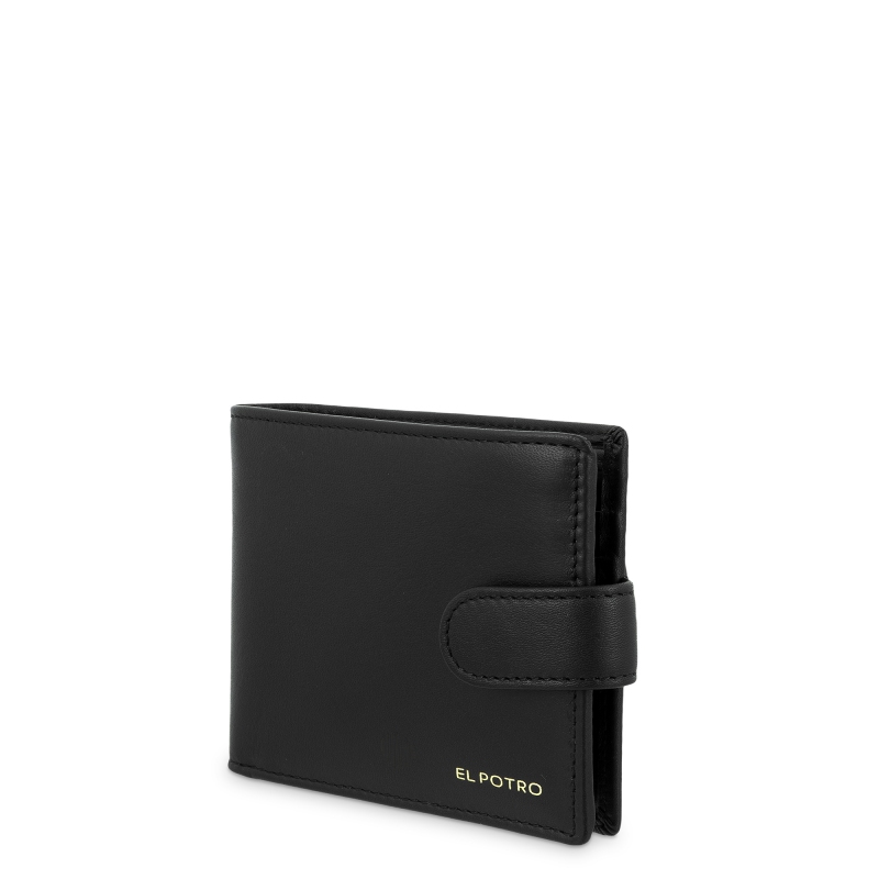 El potro Cartera billetera tarjetero con monedero exterior en piel vacuno color negro-El Potro Descuento