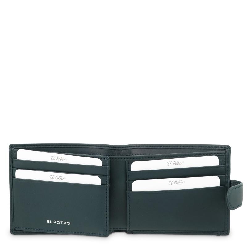 El potro Cartera billetera tarjetero con monedero exterior en piel vacuno color azul-El Potro Tienda