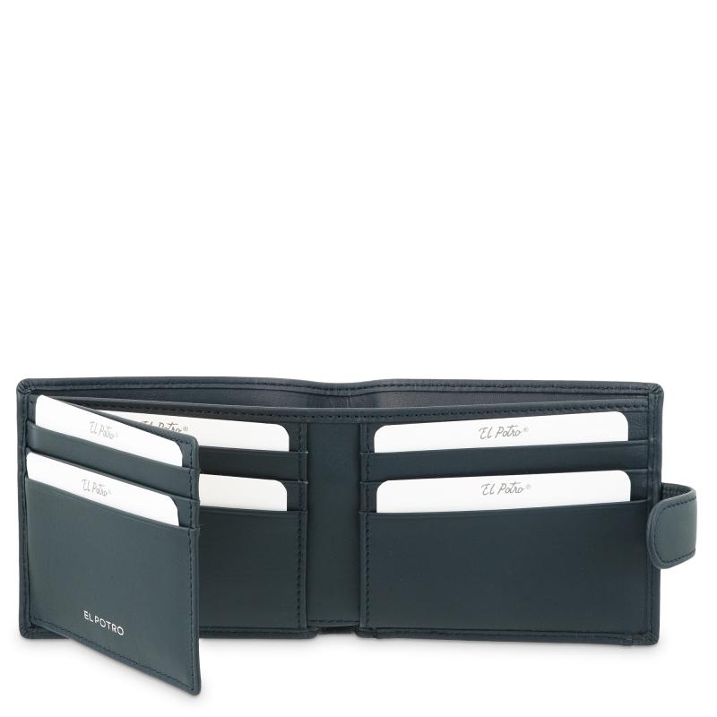 El potro Cartera billetera tarjetero con monedero exterior en piel vacuno color azul-El Potro Tienda