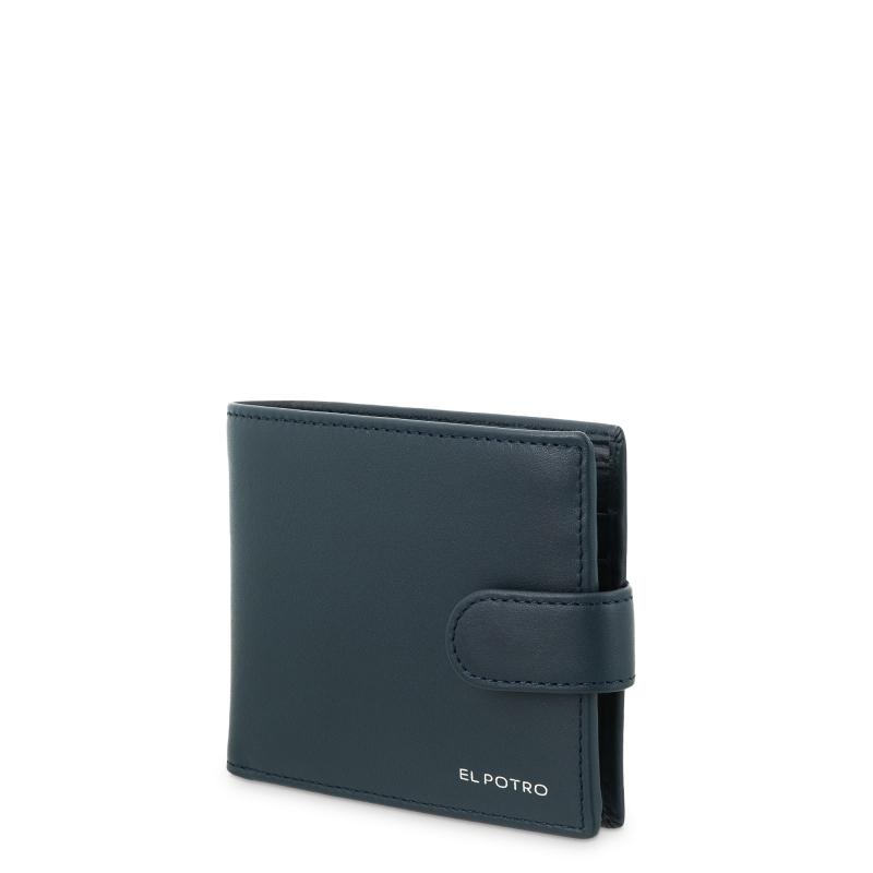 El potro Cartera billetera tarjetero con monedero exterior en piel vacuno color azul-El Potro Tienda