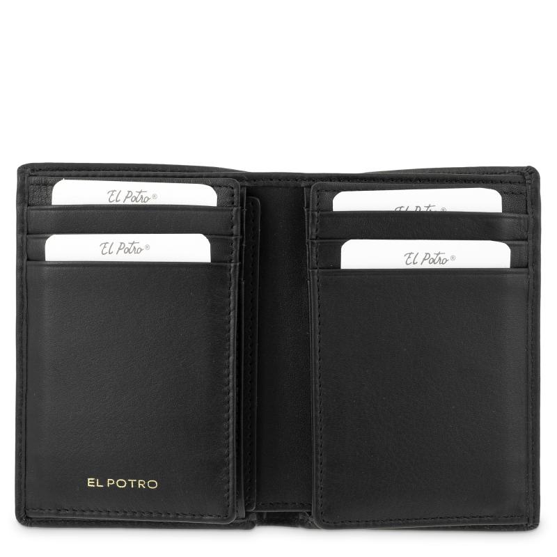 El potro Cartera billetera tarjetero grande de hombre en piel vacuno color negro - ELPOTRO Oferta especial