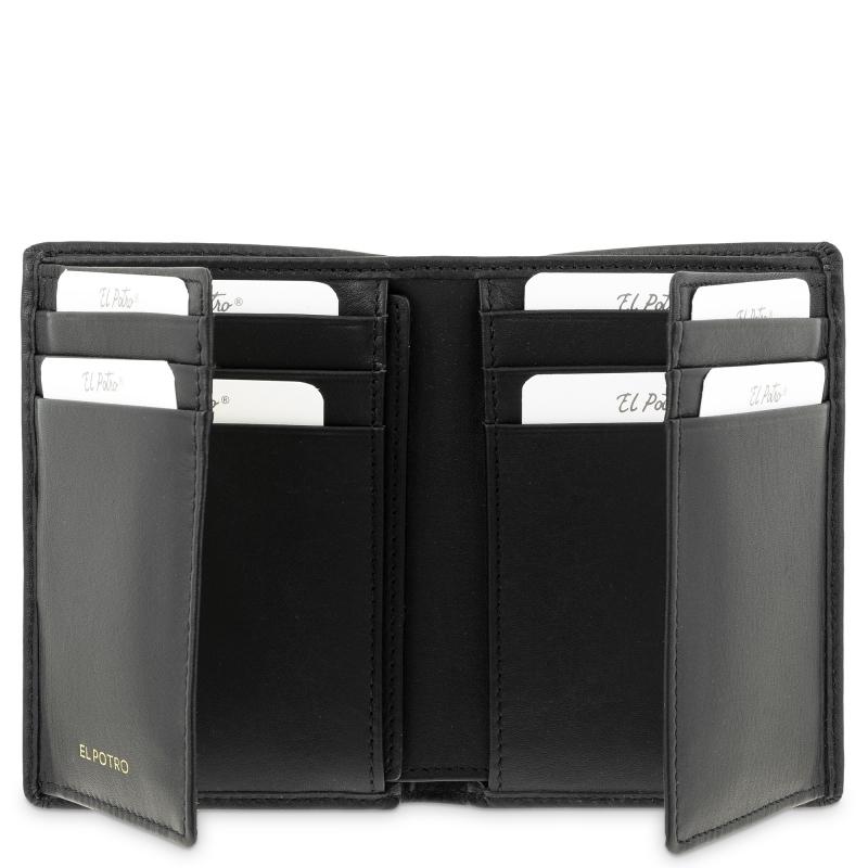 El potro Cartera billetera tarjetero grande de hombre en piel vacuno color negro - ELPOTRO Oferta especial