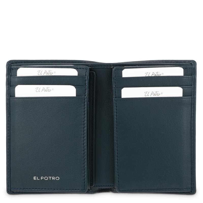 El potro Cartera billetera tarjetero grande de hombre en piel vacuno color azul- ELPOTRO Envío gratis