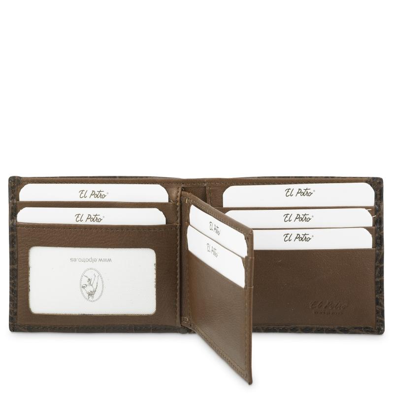 El potro Cartera billetera tarjetero hombre en piel vacuno color marrón-Coco ÚLTIMAS EDICIONES