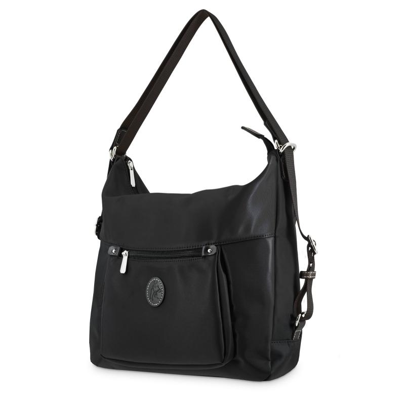 El potro Bolso convertible en mochilade mujer en lona y piel vacuno color negro-Paris Ventas relámpago