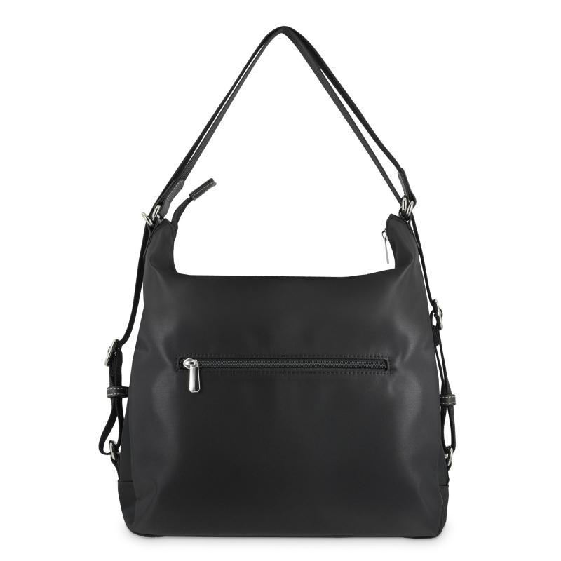 El potro Bolso convertible en mochilade mujer en lona y piel vacuno color negro-Paris Ventas relámpago