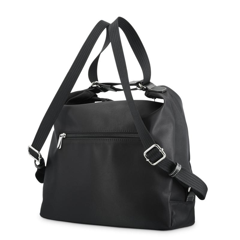 El potro Bolso convertible en mochilade mujer en lona y piel vacuno color negro-Paris Ventas relámpago